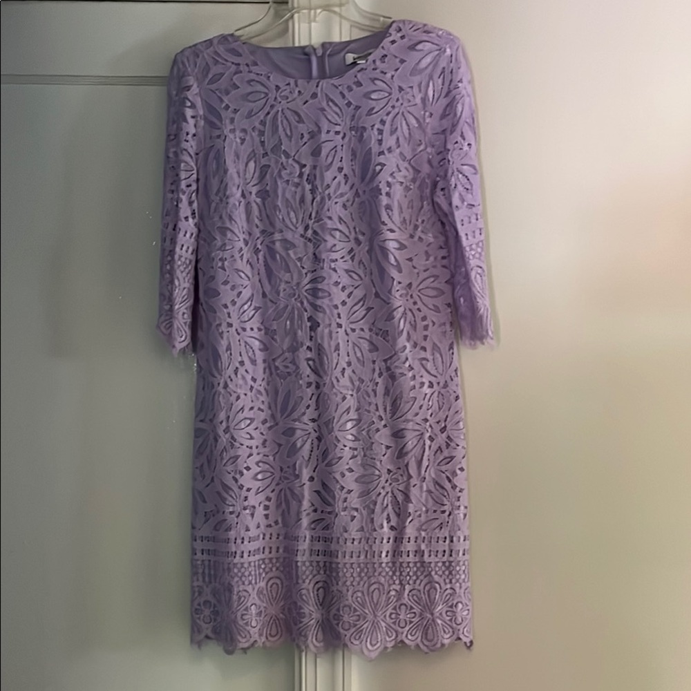 Kenzie Purple Sheath Dress 3/4 Sleeve Crew Neck